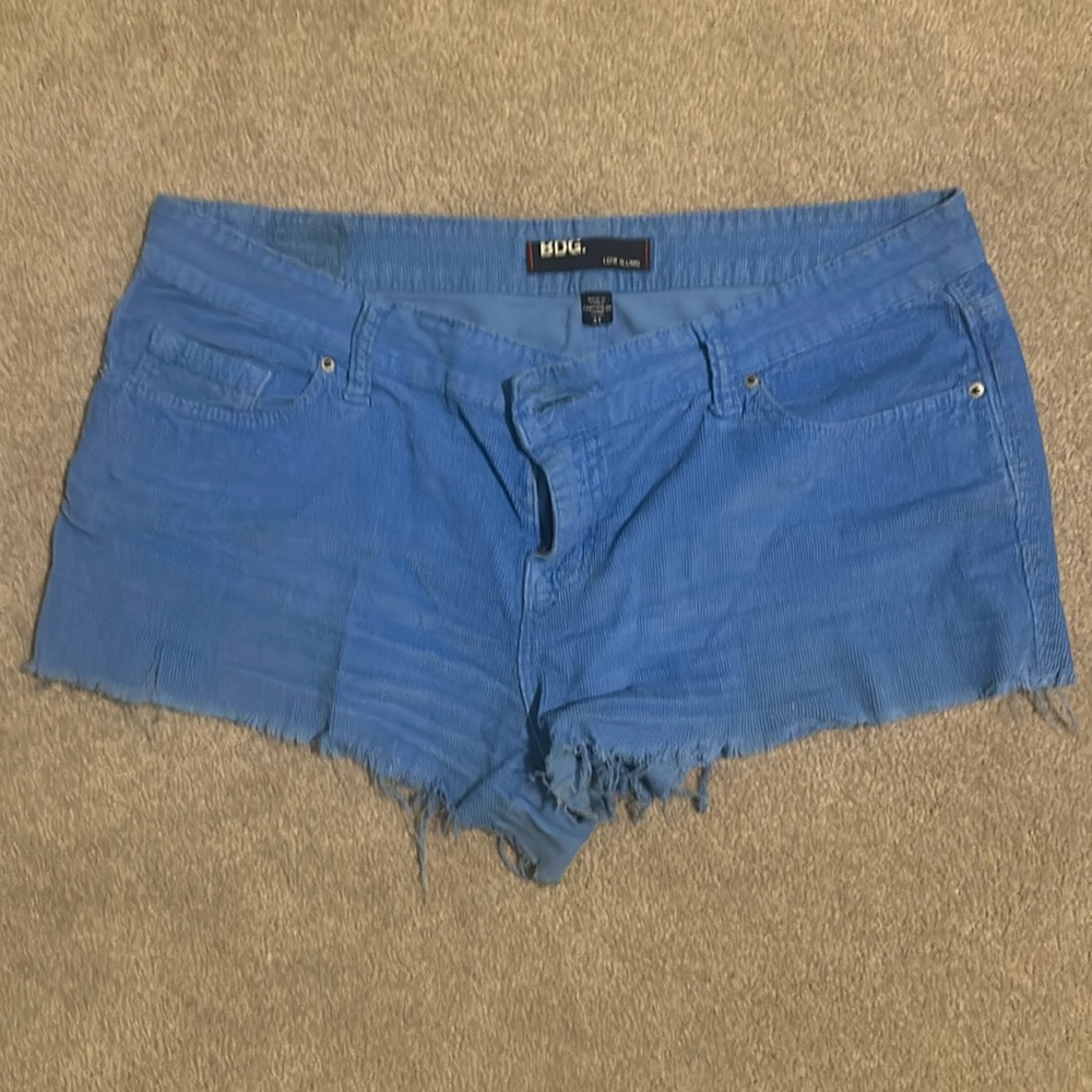 Blue Corduroy Shorts - Low Rise